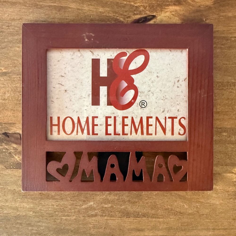 Home Elements Wooden Mama Heart Cutout Picture Frame Red Brown Tabletop Display